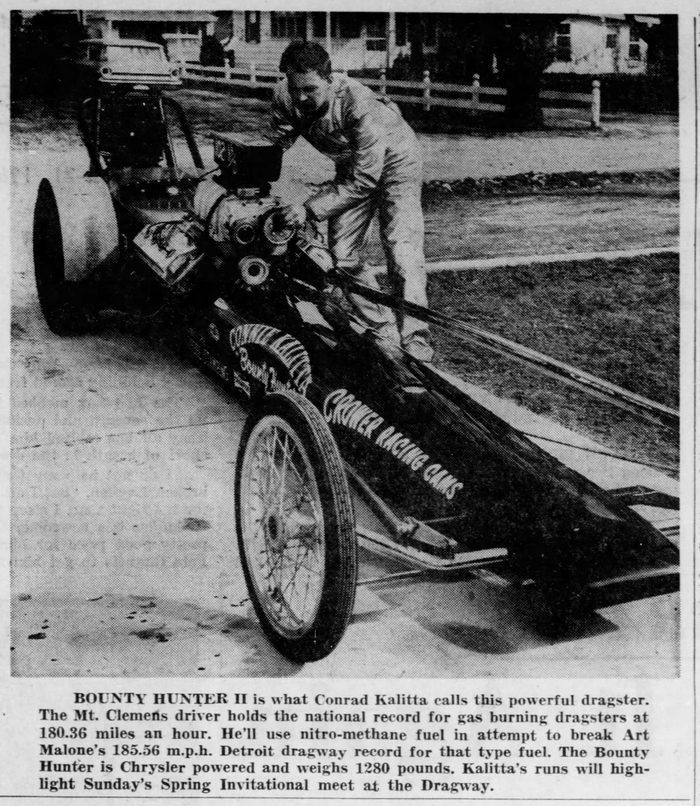 Detroit Dragway - 1967 ARTICLE ON KALITTA BOUNTY HUNTER II (newer photo)